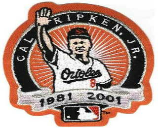 2001 Baltimore Orioles #8 Cal Ripken Jr. Retirement Patch