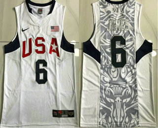 2012 Olympics Team USA #6 LeBron James Revolution 30 AU White Jersey