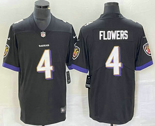 Men's Baltimore Ravens #4 Zay Flowers Black 2022 Vapor Untouchable Stitched Nike Limited Jersey