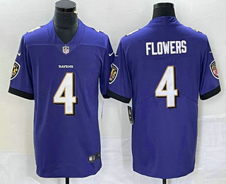 Men's Baltimore Ravens #4 Zay Flowers Purple 2022 Vapor Untouchable Stitched Nike Limited Jersey