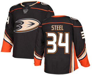 Adidas Ducks #34 Sam Steel Black Home Authentic Stitched NHL Jersey