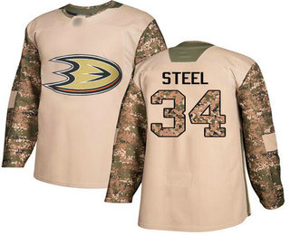 Adidas Ducks #34 Sam Steel Camo Authentic 2017 Veterans Day Stitched NHL Jersey