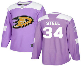 Adidas Ducks #34 Sam Steel Purple Authentic Fights Cancer Stitched NHL Jersey