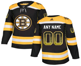 Boston Bruins Black Men's Customized Drift Fashion Adidas Jersey