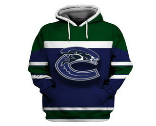 Canucks Blue All Stitched Hooded Sweatshirt