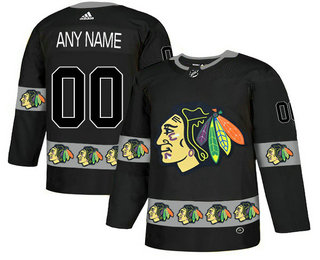 Chicago Blackhawks Black Men's Customized Team Logos Fashion Adidas Jersey