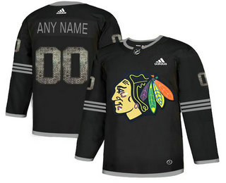 Chicago Blackhawks Black Shadow Logo Print Men's Customized Adidas Jersey