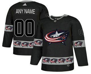 Columbus Blue Jackets Black Men's Customized Team Logos Fashion Adidas Jersey