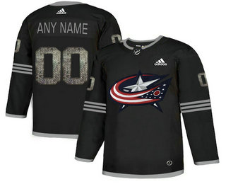 Columbus Blue Jackets Black Shadow Logo Print Men's Customized Adidas Jersey