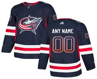 Columbus Blue Jackets Navy Men's Customized Drift Fashion Adidas Jersey