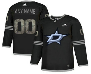 Dallas Stars Black Shadow Logo Print Men's Customized Adidas Jersey