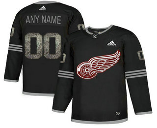 Detroit Red Wings Black Shadow Logo Print Men's Customized Adidas Jersey