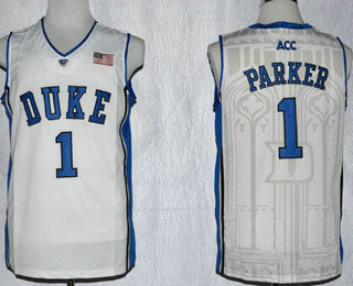 Duke Blue Devils #1 Jabari Parker White Jersey