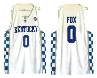 Kentucky Wildcats #0 DeAaron Fox White College Basketball Jersey