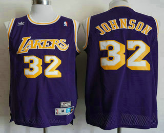 Los Angeles Lakers #32 Magic Johnson Purple Throwback Swingman Jersey