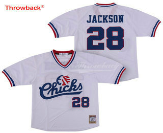 Men's 1986 Memphis Chicks Minor League #28 Bo Jackson White Vintage Stitched Baseball Jersey