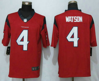 Men's 2017 NFL Draft Houston Texans #4 Deshaun Watson Red Team Color Stitched NFL Nike Limited Jersey