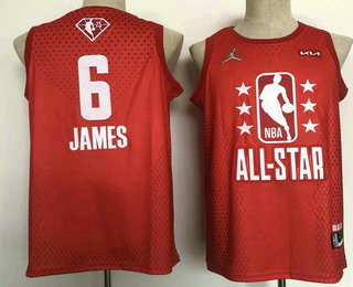 Men's 2022 All-Star Los Angeles Lakers #6 LeBron James Red Stitched Basketball Jersey