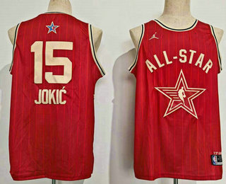 Men's 2024 All Star Denver Nuggets #15 Nikola Jokic Crimson Stitched Basketball Jersey