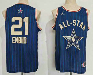 Men's 2024 All Star Philadelphia 76ers #21 Joel Embiid Navy Stitched Basketball Jersey