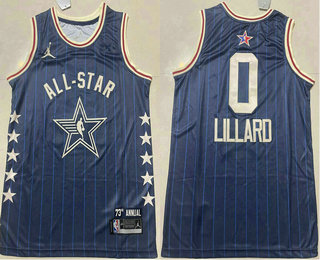 Men's 2024 All Star Portland Trail Blazers #0 Damian Lillard Navy Stitched Basketball Jersey