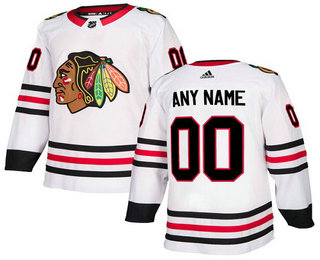 Men's Adidas Blackhawks Personalized Authentic White Road NHL Jersey