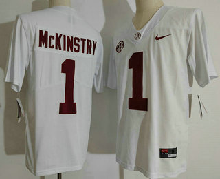 Men's Alabama Crimson Tide #1 Aid McKinstry Limited White College Football Jersey