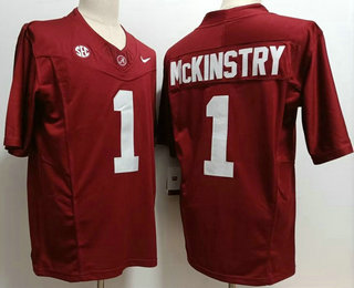 Men's Alabama Crimson Tide #1 Aid McKinstry Red FUSE College Stitched Jersey