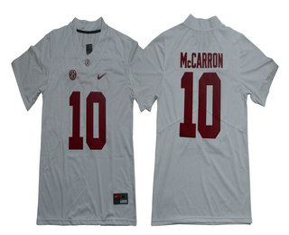 Men's Alabama Crimson Tide #10 A.J. McCarron Vapor Limited White College Football Stitched NCAA Jersey