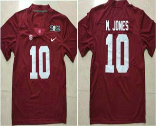 Men's Alabama Crimson Tide #10 Mac Jones Red Stitched 2021 Championship Game Patch College Football Nike Jersey