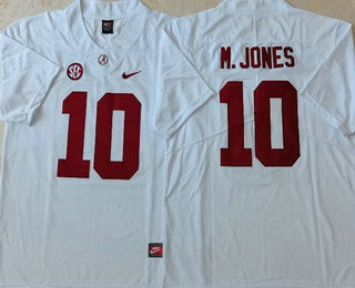Men's Alabama Crimson Tide #10 Mac Jones White College Football Jersey