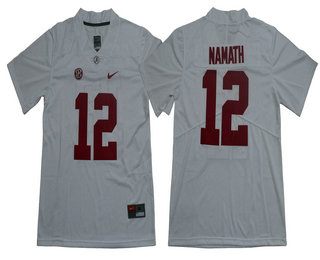 Men's Alabama Crimson Tide #12 Joe Namath Vapor Limited White College Football Stitched NCAA Jersey