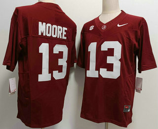 Men's Alabama Crimson Tide #13 Malachi Moore Red FUSE College Stitched Jersey