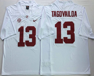 Men's Alabama Crimson Tide #13 Tua Tagovailoa White 2017 Vapor Untouchable Stitched Nike NCAA Jersey