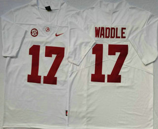 Men's Alabama Crimson Tide #17 Jaylen Waddle White 2017 Vapor Untouchable Stitched Nike NCAA Jersey