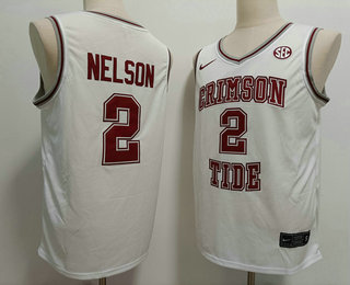 Men's Alabama Crimson Tide #2 Grant Nelson White Stitched College Basketball Jersey