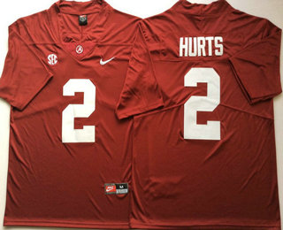 Men's Alabama Crimson Tide #2 Jalen Hurts Red 2017 Vapor Untouchable Stitched Nike NCAA Jersey