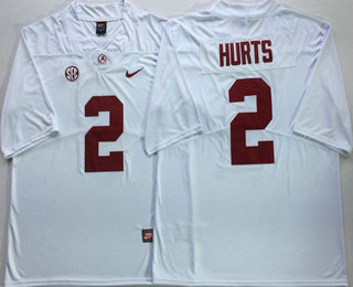 Men's Alabama Crimson Tide #2 Jalen Hurts White 2017 Vapor Untouchable Stitched Nike NCAA Jersey