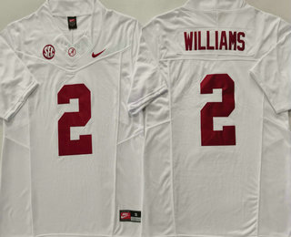 Men's Alabama Crimson Tide #2 Ryan Williams White FUSE College Stitched Jersey