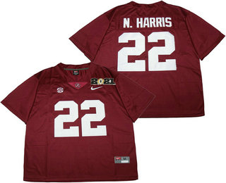 Men's Alabama Crimson Tide #22 Najee Harris Red Stitched 2021 Championship Game Patch College Football Nike Jersey