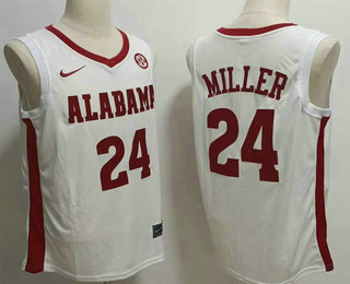 Men's Alabama Crimson Tide #24 Jamarion Miller White College Basketball Jersey