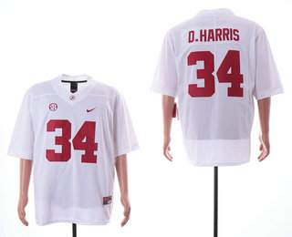 Men's Alabama Crimson Tide #34 Damien Harris White 2017 Vapor Untouchable Stitched Nike NCAA Jersey