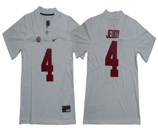 Men's Alabama Crimson Tide #4 Jerry Jeudy Vapor Limited White College Football Stitched NCAA Jersey