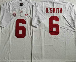Men's Alabama Crimson Tide #6 DeVonta Smith White College Football Jersey