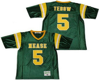 Men's Allen D Nease High School #5 Tim Tebow Green Football Jersey