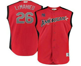 Men's American League New York Yankees #26 DJ LeMahieu Red With Navy 2019 MLB All-Star Futures Game Jersey