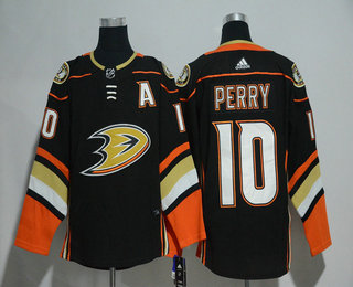 Men's Anaheim Ducks #10 Corey Perry Black With Handwork Sequin Fashion Team Logo Home 2017-2018 Hockey Adidas Stitched NHL Jersey