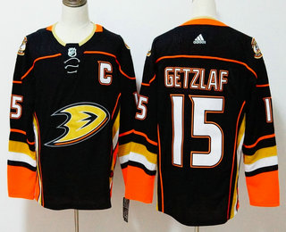 Men's Anaheim Ducks #15 Ryan Getzlaf Black With C Patch 2017-2018 Hockey Adidas Stitched NHL Jersey