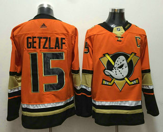 Men's Anaheim Ducks #15 Ryan Getzlaf Orange With C Patch 2017-2018 Hockey Adidas Stitched NHL Jersey