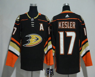 Men's Anaheim Ducks #17 Ryan Kesler Black With Handwork Sequin Fashion Team Logo Home 2017-2018 Hockey Adidas Stitched NHL Jersey